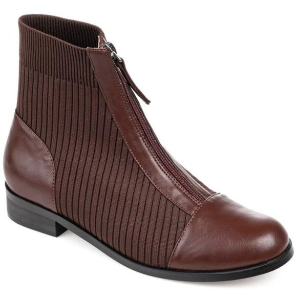 Journee Collection Shoes - Journee Collection  Bexlie Tru Comfort Foam Front Zip Stacked Heel Booties NEW